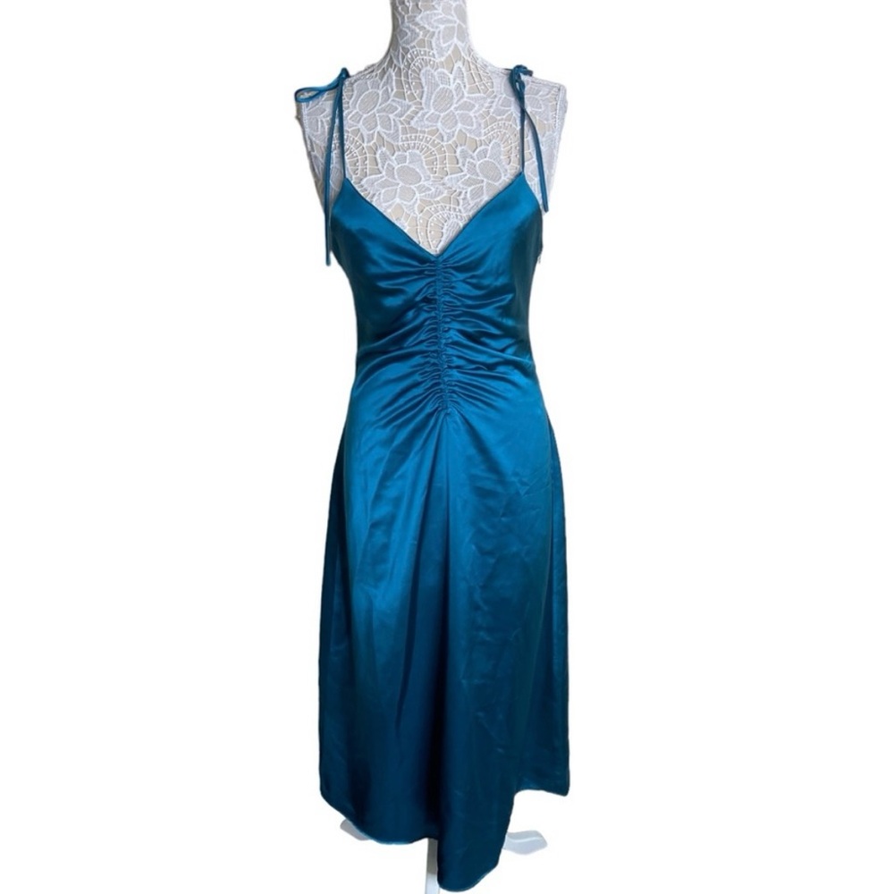 NWT Jason Wu Satin Silk Dress Blue Open Back Midi Dress Women’s size Medium